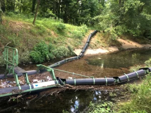 Fairfax County's only Bandalong trash trap, installed on Little Hunting Creek.